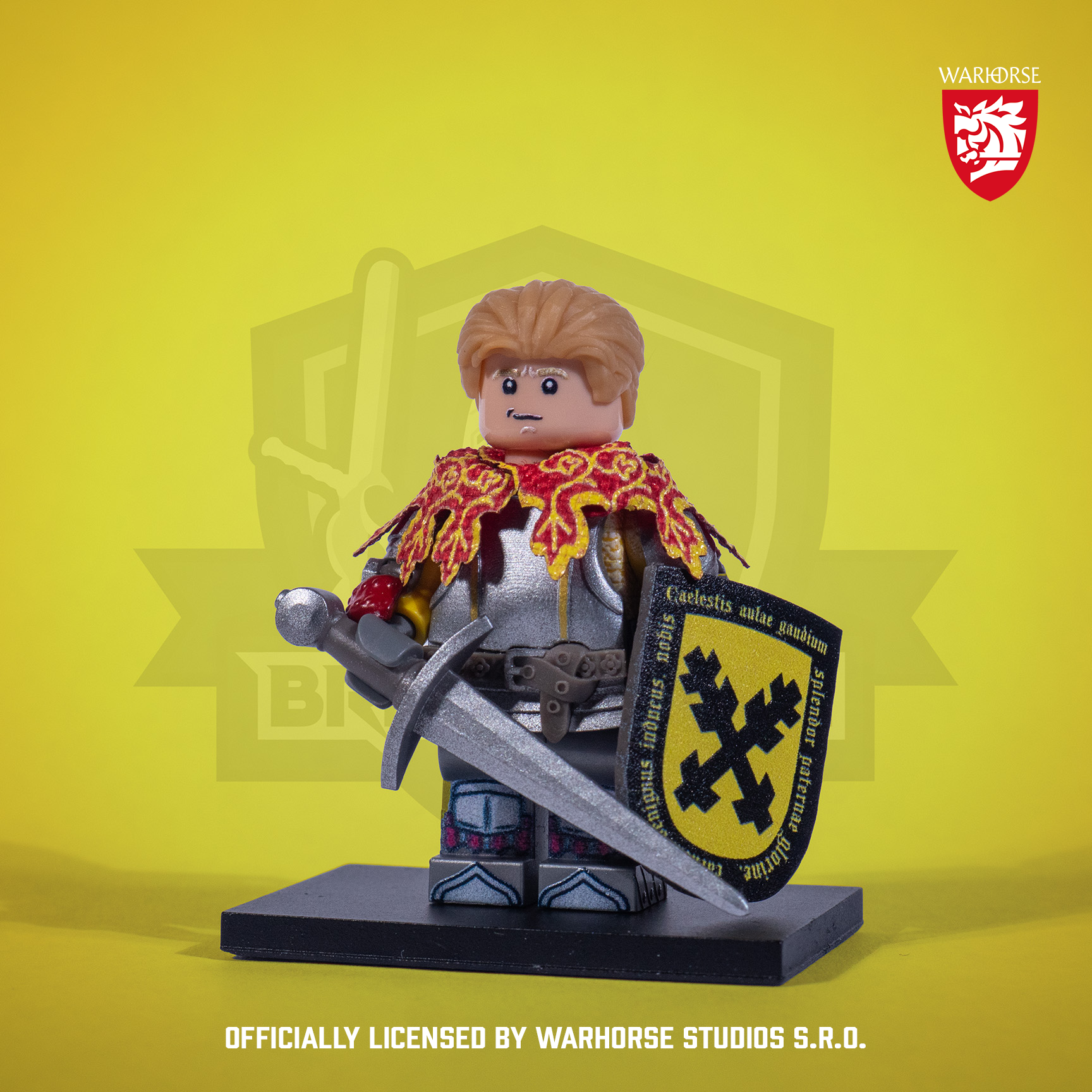 Kingdome Come Deliverance Hans Capon figure in armor, sword and Shield of Leipa. Licensed by Warhorse Studios