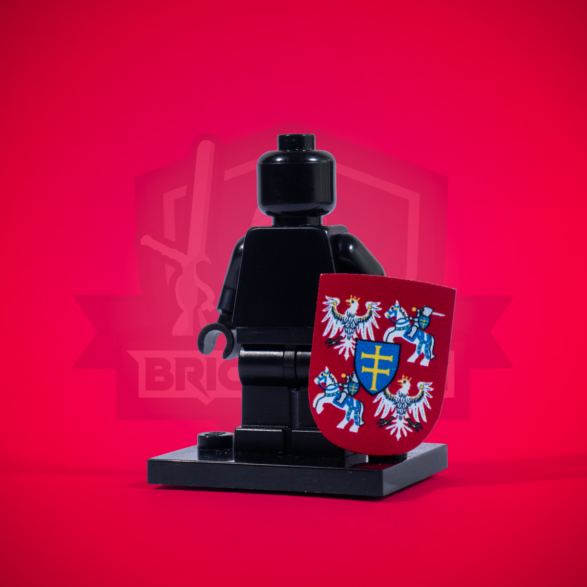 Black LEGO minifigure with a Polish-Lithuanian Commonwealth Heater Shield