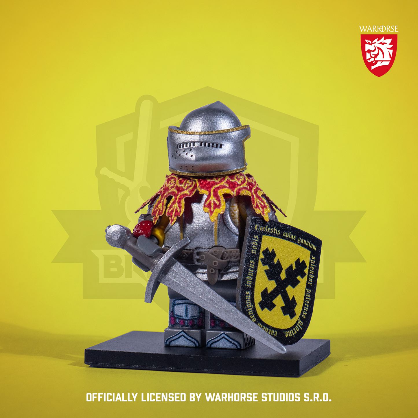 Kingdome Come Deliverance Hans Capon figure in armor, sword and Shield of Leipa. Licensed by Warhorse Studios